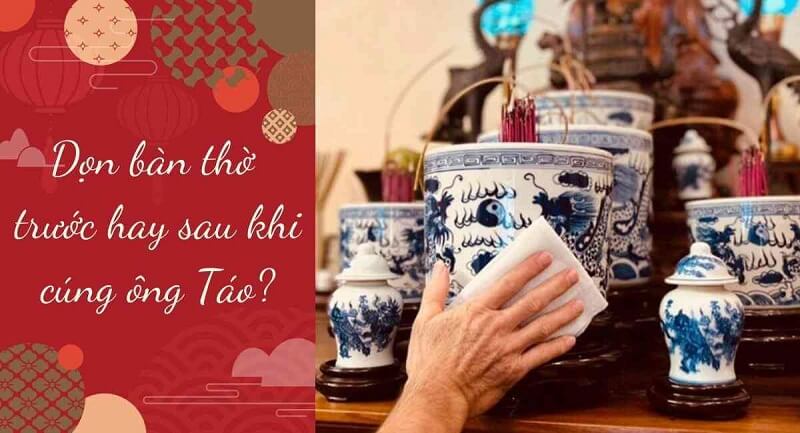 Theo quan niệm của nhiều người Việt, trong khoảng thời gian ông Táo về chầu trời (từ 23 tháng Chạp đến ngày 30 Tết), vị trí trên bàn thờ sẽ trống, đây là thời điểm lý tưởng để lau dọn bàn thờ
