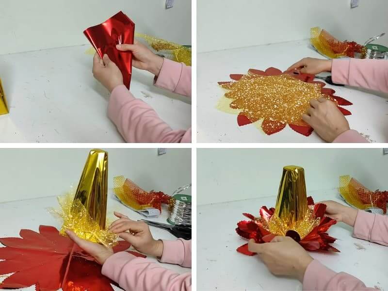 Cách làm oản trang trí tết: Bước 1 làm đế tháp
