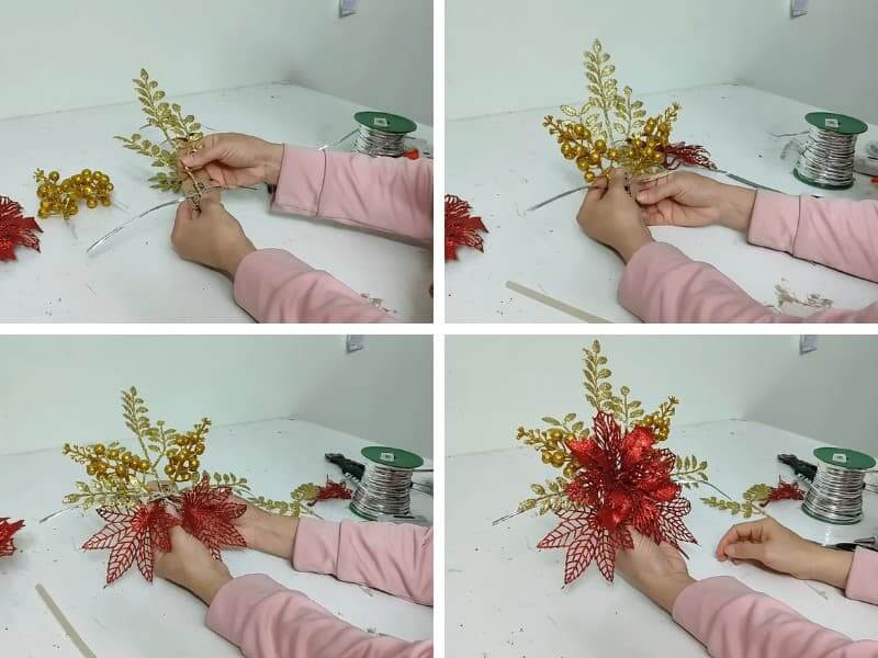 Cách làm oản trang trí tết: Bước 2 tạo hoa phụ kiện để trang trí đỉnh tháp oản tài lộc